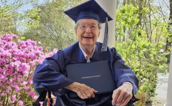 Joan Alexander with her diploma.